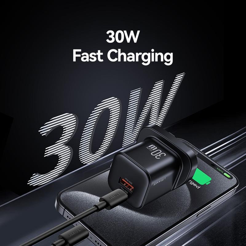USAMS 30W GaN Mini A+C Dual Ports Fast Charger (UK) – JC Series