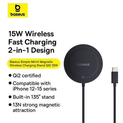 Baseus 15W Simple Mini4 Magnetic Wireless Charging Stand Qi2 Universal