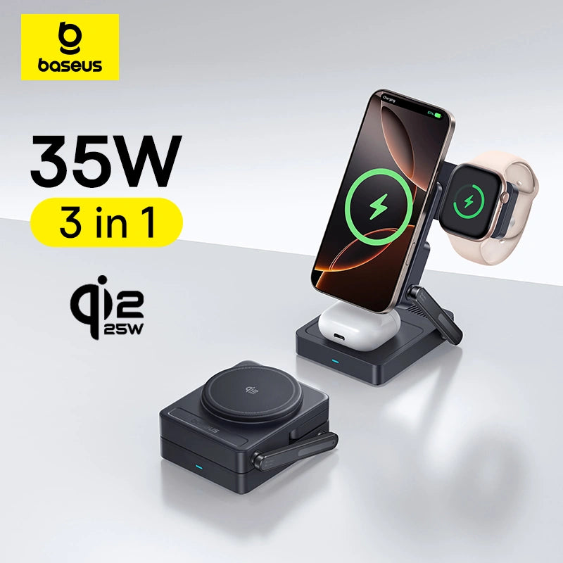 Baseus 35W PicoGo AF21 Portable 3-in-1 Qi2.2 Wireless Charger