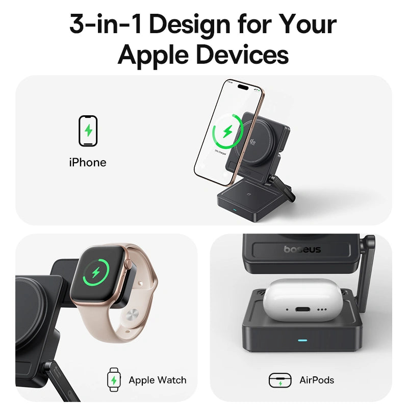 Baseus 35W PicoGo AF21 Portable 3-in-1 Qi2.2 Wireless Charger