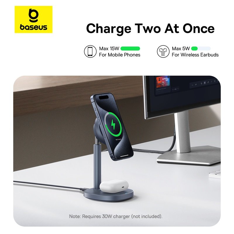 Baseus Qi2 20W Orbit 2 Pro Air-Cooled 2-in-1 Wireless Charging Stand