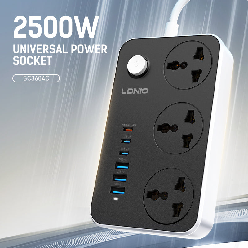 LDNIO 3 Ports Universal Power Extension Cord - SC3604C