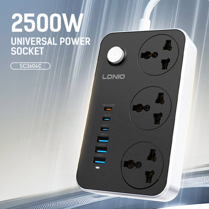 LDNIO 3 Ports Universal Power Extension Cord - SC3604C