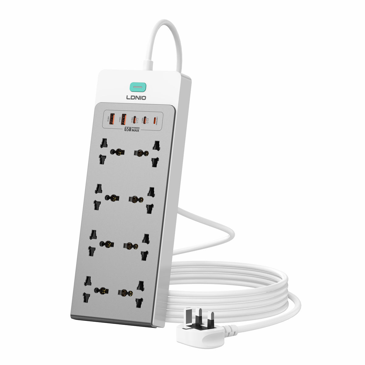 LDNIO 8 Ports 65W GaN 13-in-1 Universal Power Extension Cord - SC4