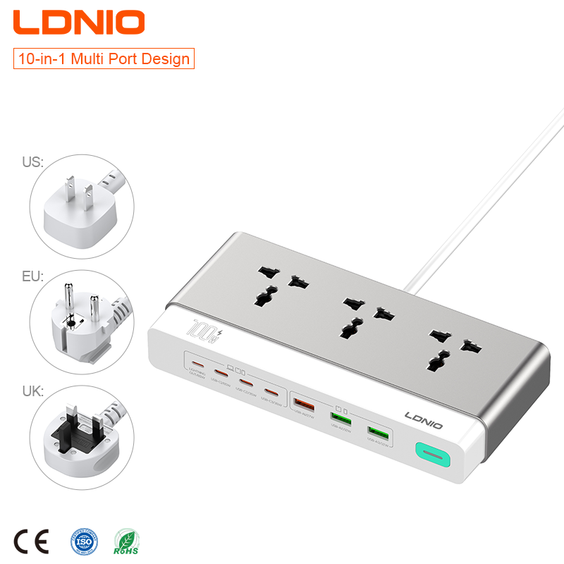 LDNIO 3 Ports 100W GaN 10-in-1 Charging Station - SC3