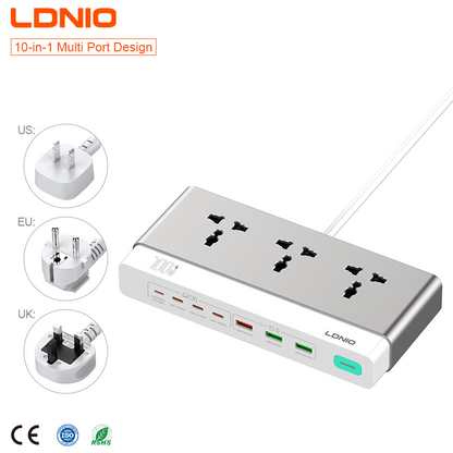 LDNIO 3 Ports 100W GaN 10-in-1 Charging Station - SC3