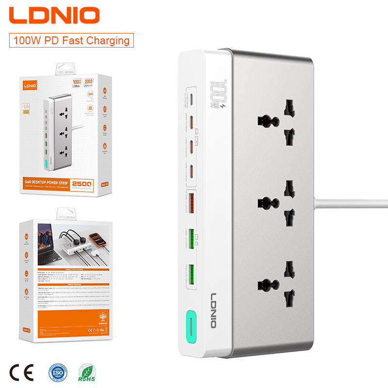 LDNIO 3 Ports 100W GaN 10-in-1 Charging Station - SC3
