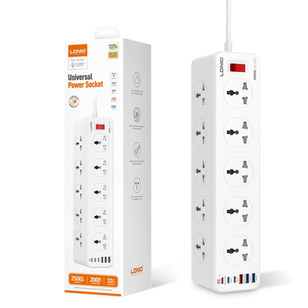 LDNIO 10 Ports Universal Extension Power Cord – SC10610C