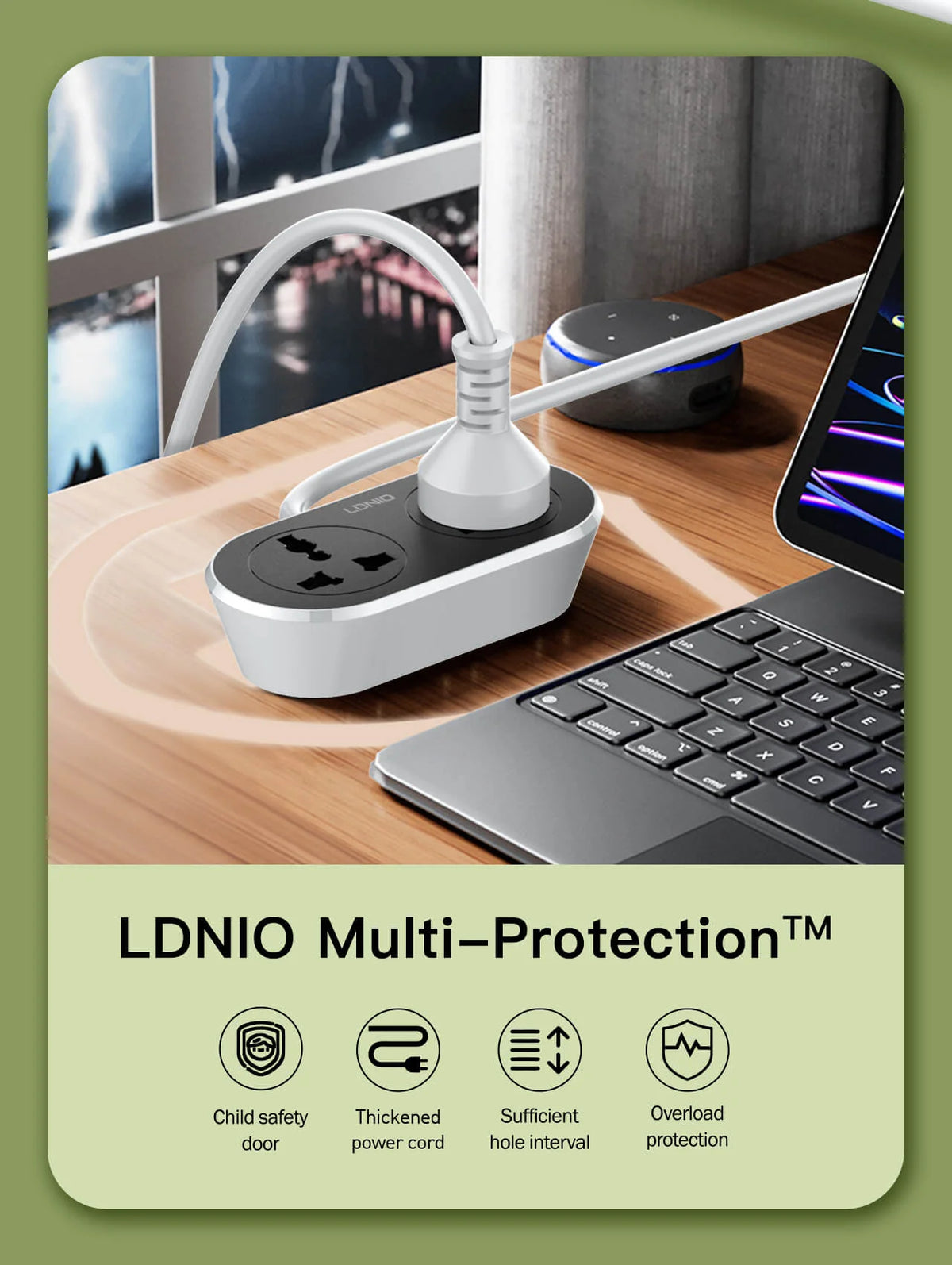 LDNIO 2 Ports Universal Extension Power Socket 5 meter - SC2018-5M
