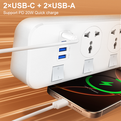LDNIO 4 Ports Universal Power Extension Cord - SC4408C