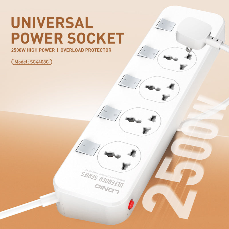 LDNIO 4 Ports Universal Power Extension Cord - SC4408C