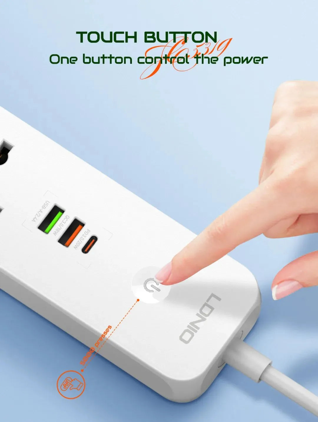 LDNIO 5 Ports Universal Extension Cord Defender Series – SC5319