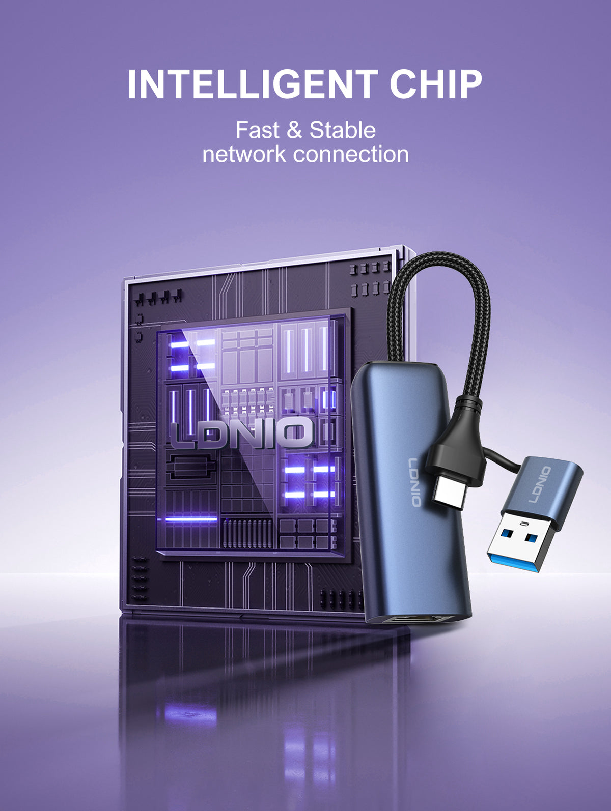 LDNIO RJ45 Gigabit Ethernet Adapter USB + C
