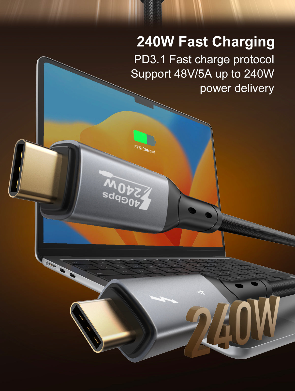 LDNIO USB-C to USB-C 1 Meter 240W USB4 Full-Featured Data Cable