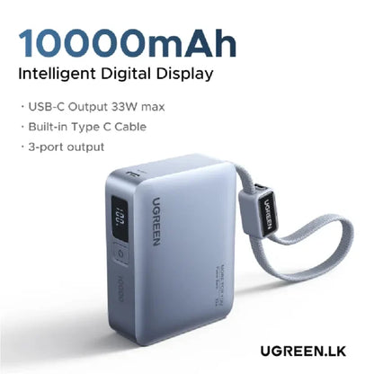 UGREEN 10000mAh 33W Fast Charging Power Bank With Type C Cable – 75173B