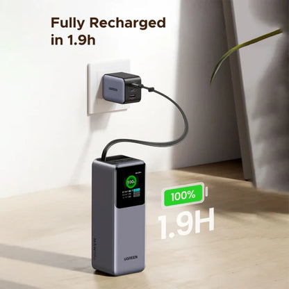 UGREEN 20000mAh 165W Power Bank with Retractable Cable – 55987B