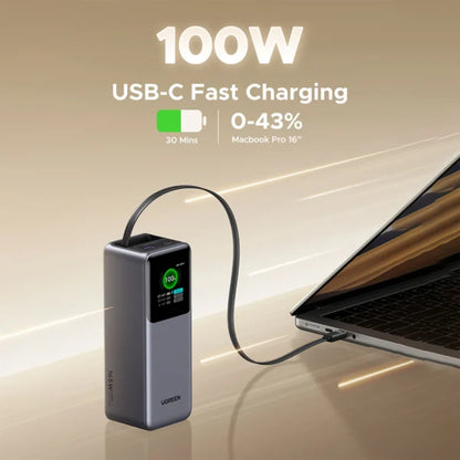 UGREEN 20000mAh 165W Power Bank with Retractable Cable – 55987B