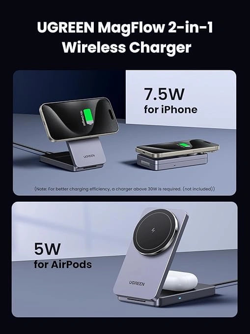 UGREEN 2-in-1 Magnetic (Phone and Air Pods) Wireless Charger – 45056