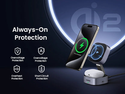 UGREEN 15W 2-in-1 Qi2 Magnetic Wireless Charger – 35316