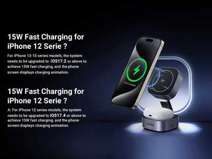 UGREEN 15W 2-in-1 Qi2 Magnetic Wireless Charger – 35316