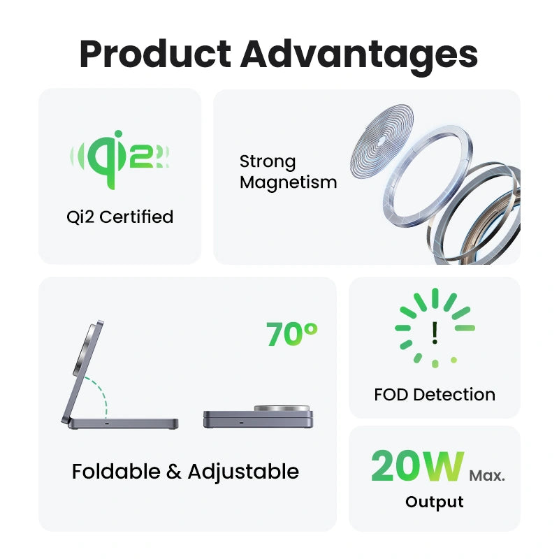 UGREEN 2-in-1 Qi2 Magnetic Wireless Charger – 45023