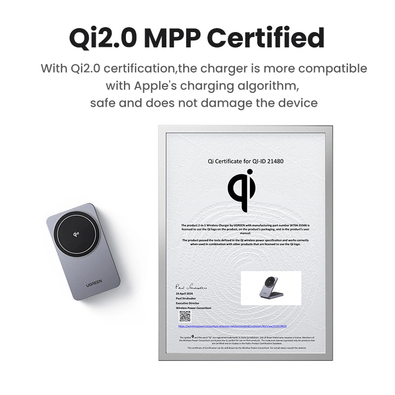 UGREEN 2-in-1 Qi2 Magnetic Wireless Charger – 45023