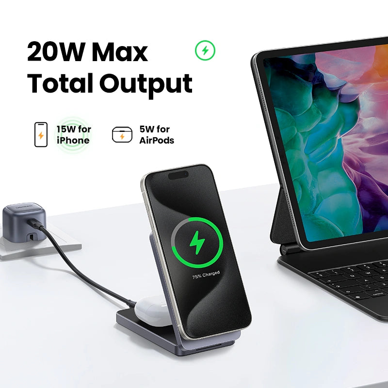 UGREEN 2-in-1 Qi2 Magnetic Wireless Charger – 45023