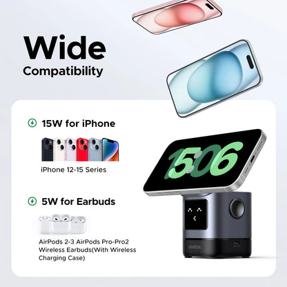 UGREEN 2-in-1 UNO Series Qi2 Magnetic Station Wireless Charger – 45775
