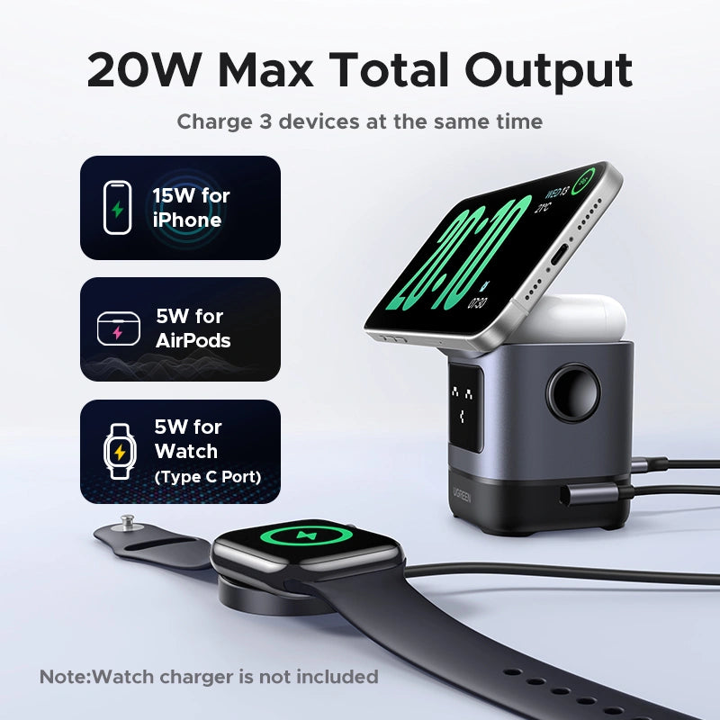 UGREEN 2-in-1 UNO Series Qi2 Magnetic Station Wireless Charger – 45775