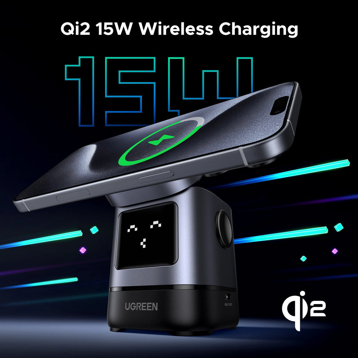 UGREEN 2-in-1 UNO Series Qi2 Magnetic Station Wireless Charger – 45775