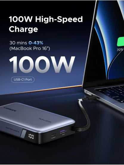 UGREEN 20000mAh 145W Power Bank with Built-in Cable – 55992B