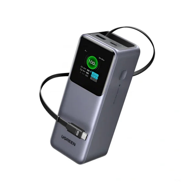 UGREEN 20000mAh 165W Nexode Smart Display Power Bank with Retractable Cable (CCC version) – 95670B