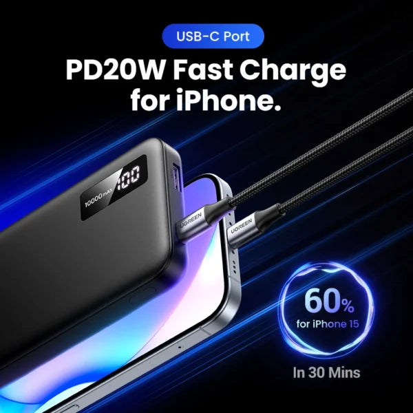 UGREEN 10000mAh 20W Two-way Fast Charging Power Bank – 25742