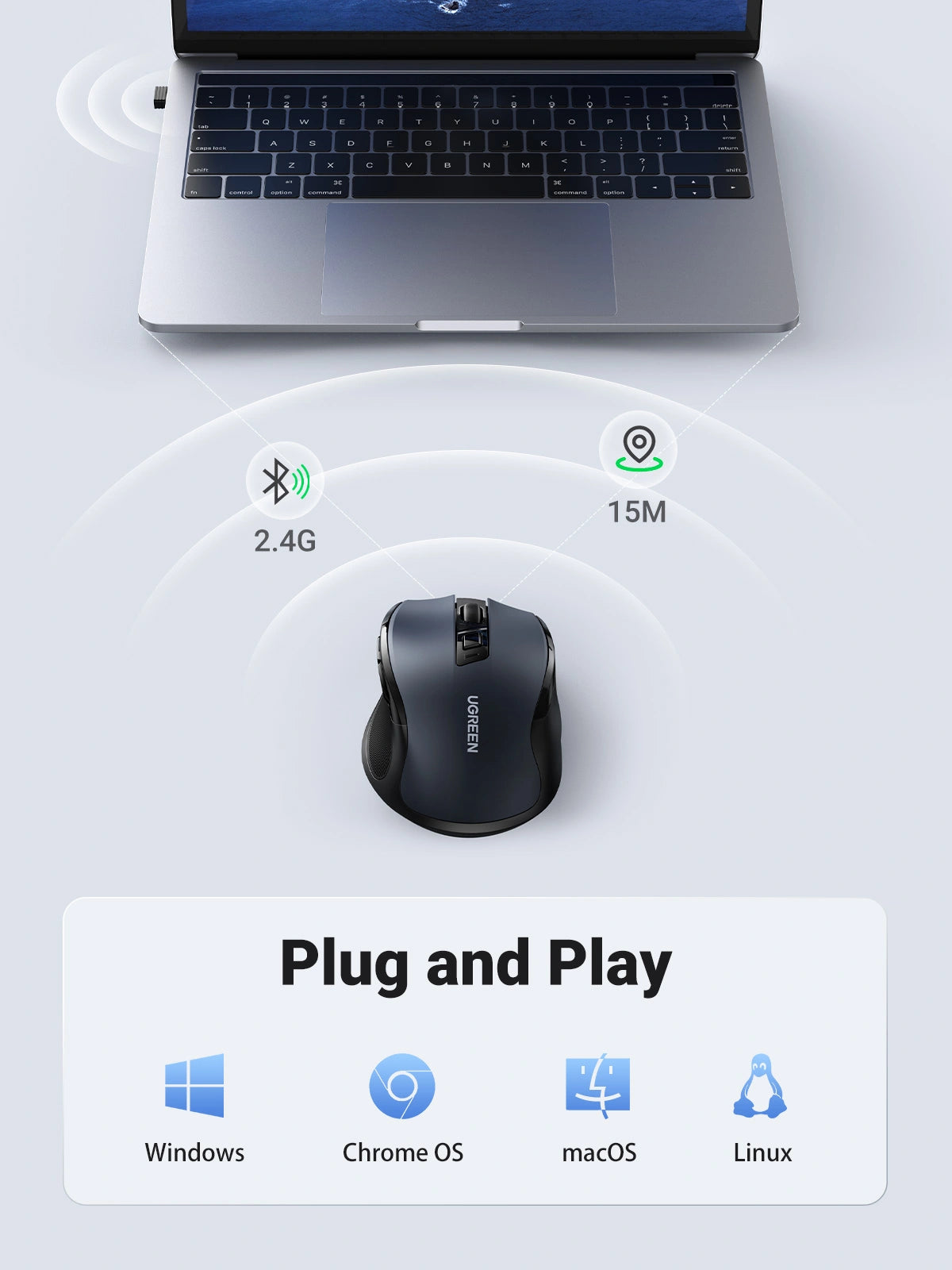 UGREEN Ergonomic 4000DPI 2.4GHz Wireless Mouse
