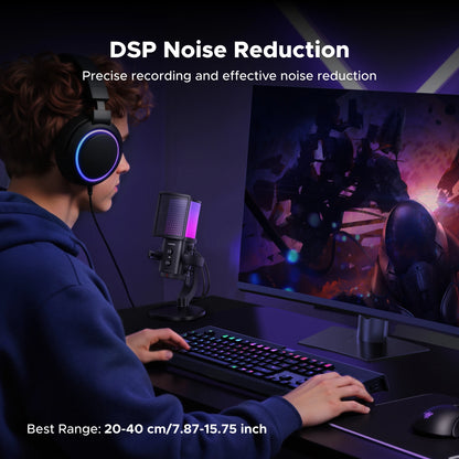 UGREEN Noise-Cancelling RGB 7-Light USB Desktop Microphone – CM581 – 65629