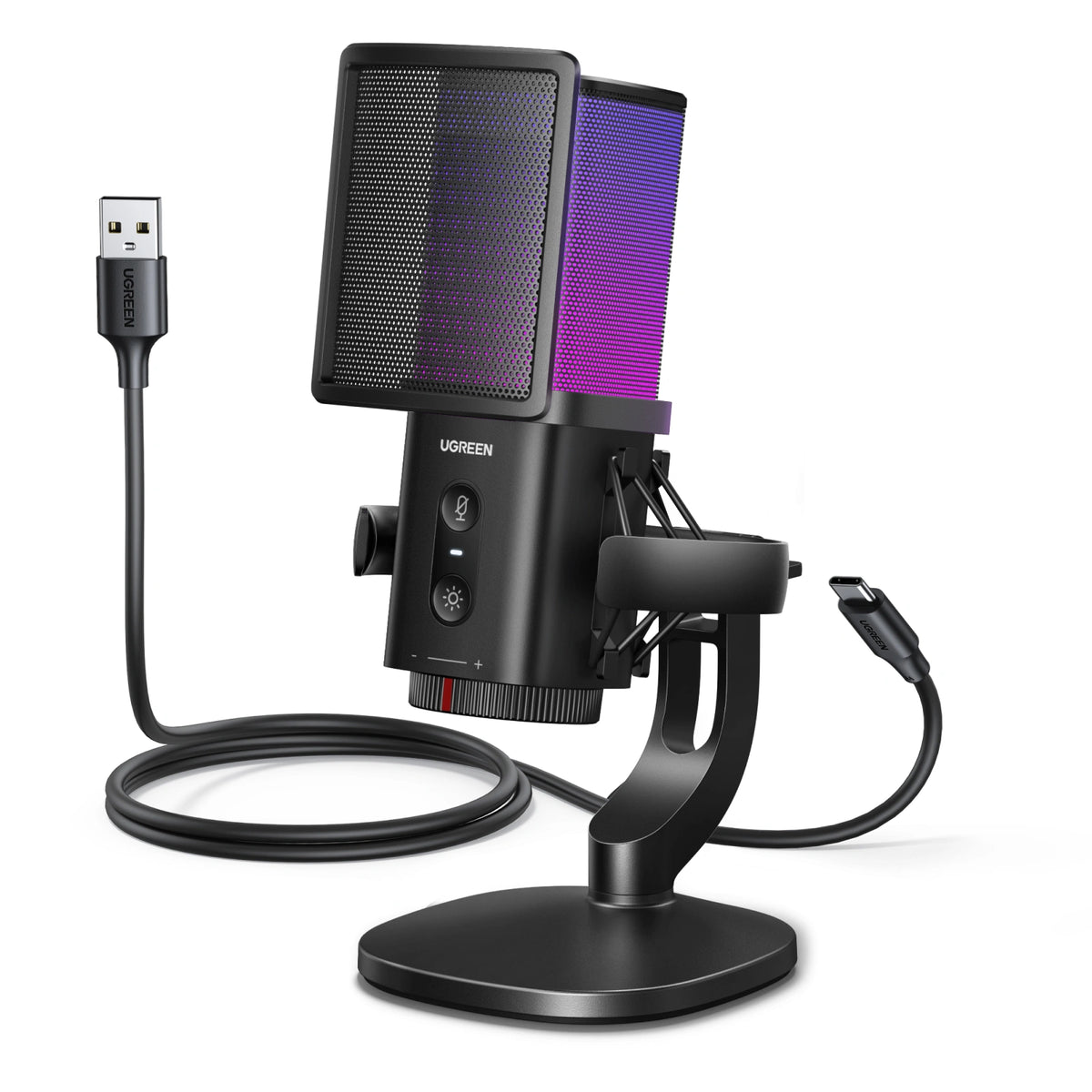 UGREEN Noise-Cancelling RGB 7-Light USB Desktop Microphone – CM581 – 65629
