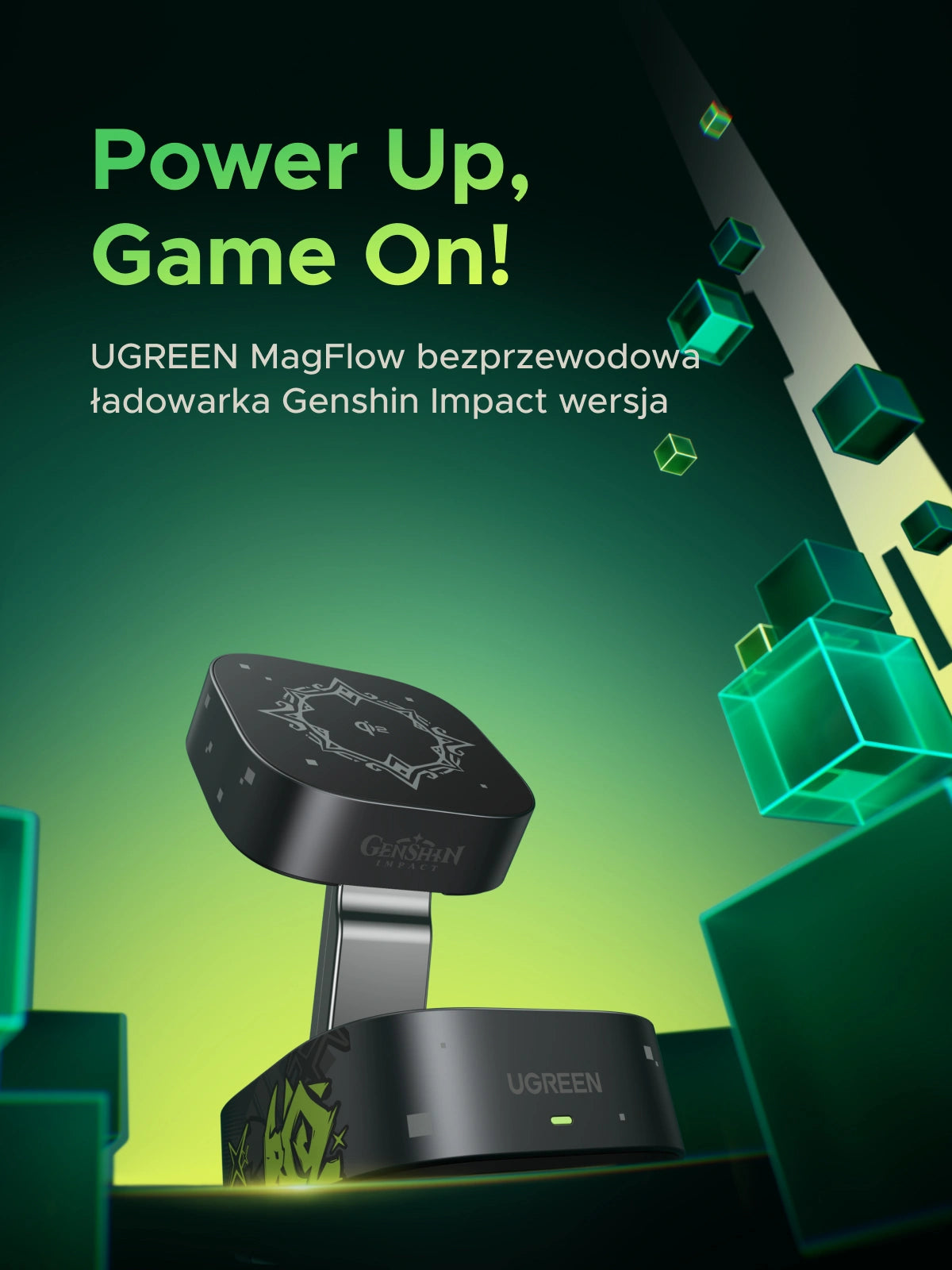 UGREEN 15W Qi2 2-in-1 Magnetic Wireless Charger – Genshin Impact Edition – 35316GI