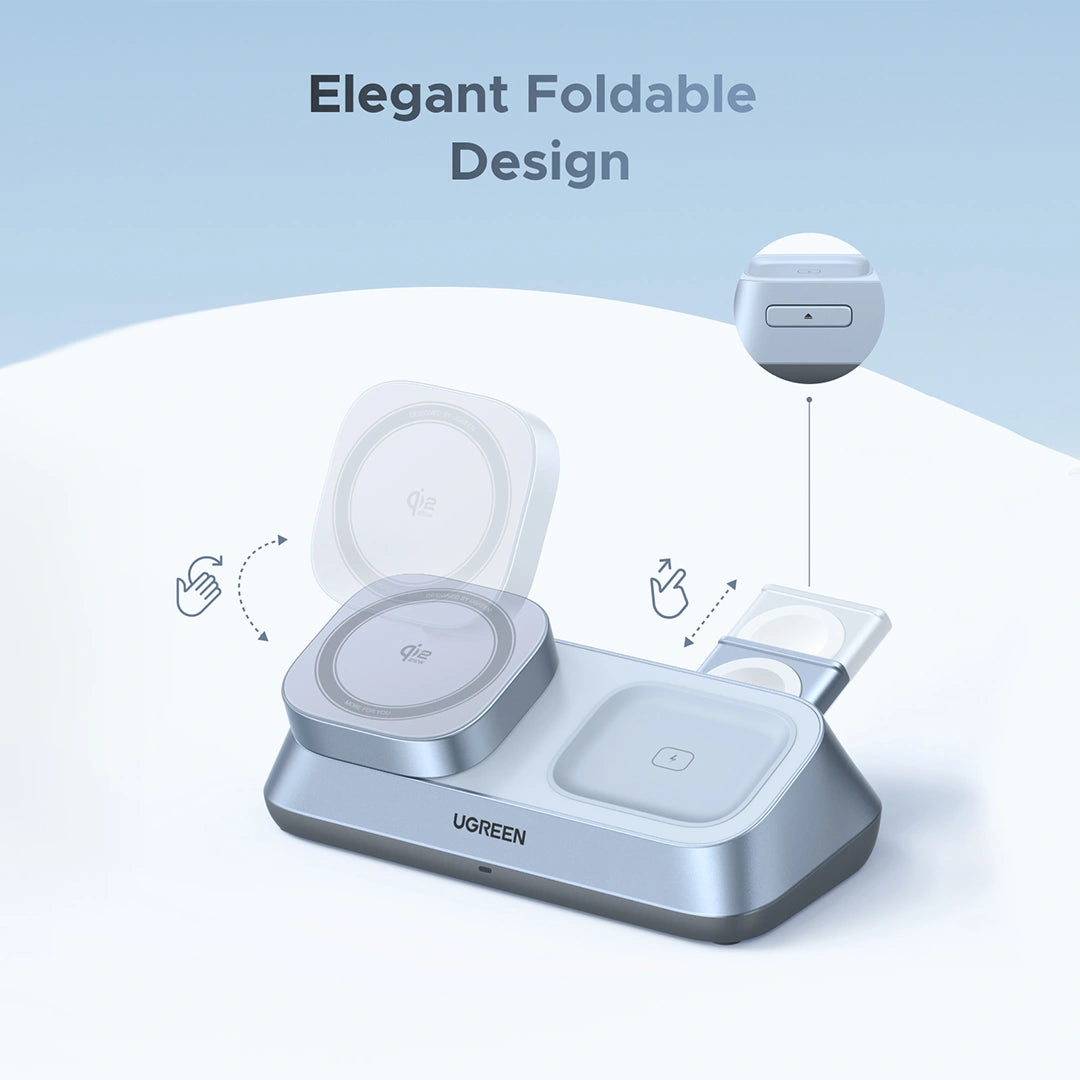 UGREEN 25W MagFlow Qi2 3-in-1 Magnetic Wireless Charger – 55678