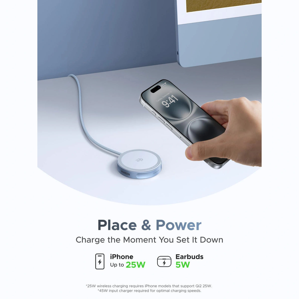 UGREEN 25W Qi2 MagFlow 2-in-1 Magnetic Wireless Charger – 55960B