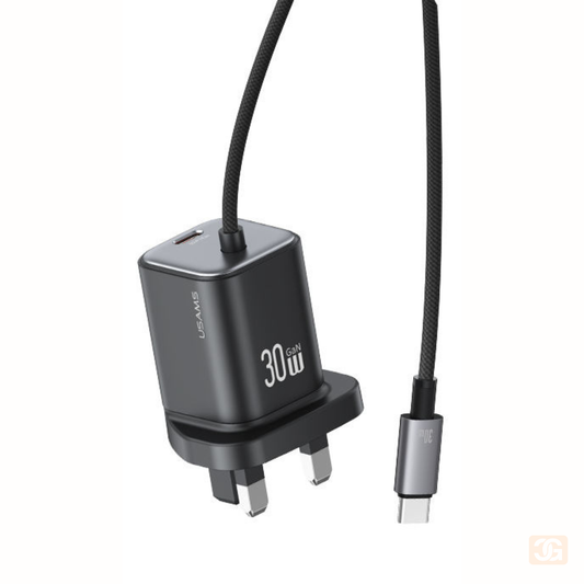 USAMS 30W GaN Mini 2C Dual-port Fast Charger with Type-C Cable – JC Series