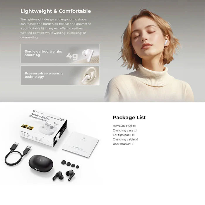 Haylou HQ5 True Wireless Noise Cancellation Earphones – White