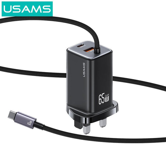 USAMS 65W GaN ACC 3-port Fast Charger with Type-C Cable (UK) – JC Series