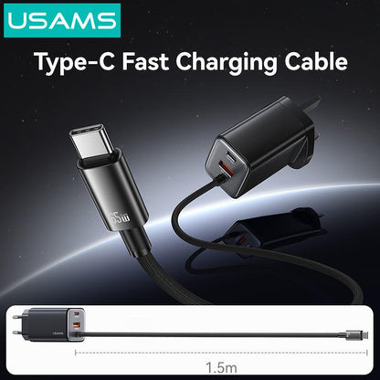 USAMS 65W GaN ACC 3-port Fast Charger with Type-C Cable (UK) – JC Series
