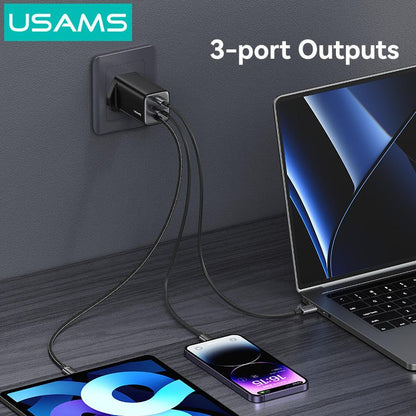USAMS 65W GaN ACC 3-port Fast Charger with Type-C Cable (UK) – JC Series