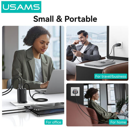 USAMS 65W GaN ACC 3-port Fast Charger with Type-C Cable (UK) – JC Series