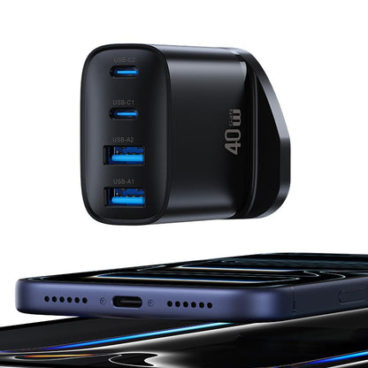 USAMS 40W 4-Port GaN Fast Charger (UK)