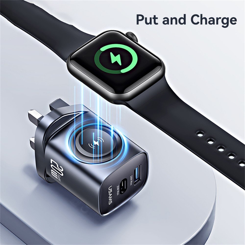 USAMS 20W Multifunctional iWatch Charger With A+C Port