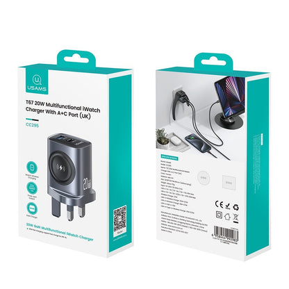 USAMS 20W Multifunctional iWatch Charger With A+C Port