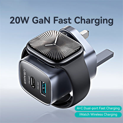 USAMS 20W Multifunctional iWatch Charger With A+C Port