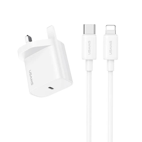 USAMS 20W Fast Charger with 30W Type-C To Lightning 1m Cable – Yi Series OY CC227